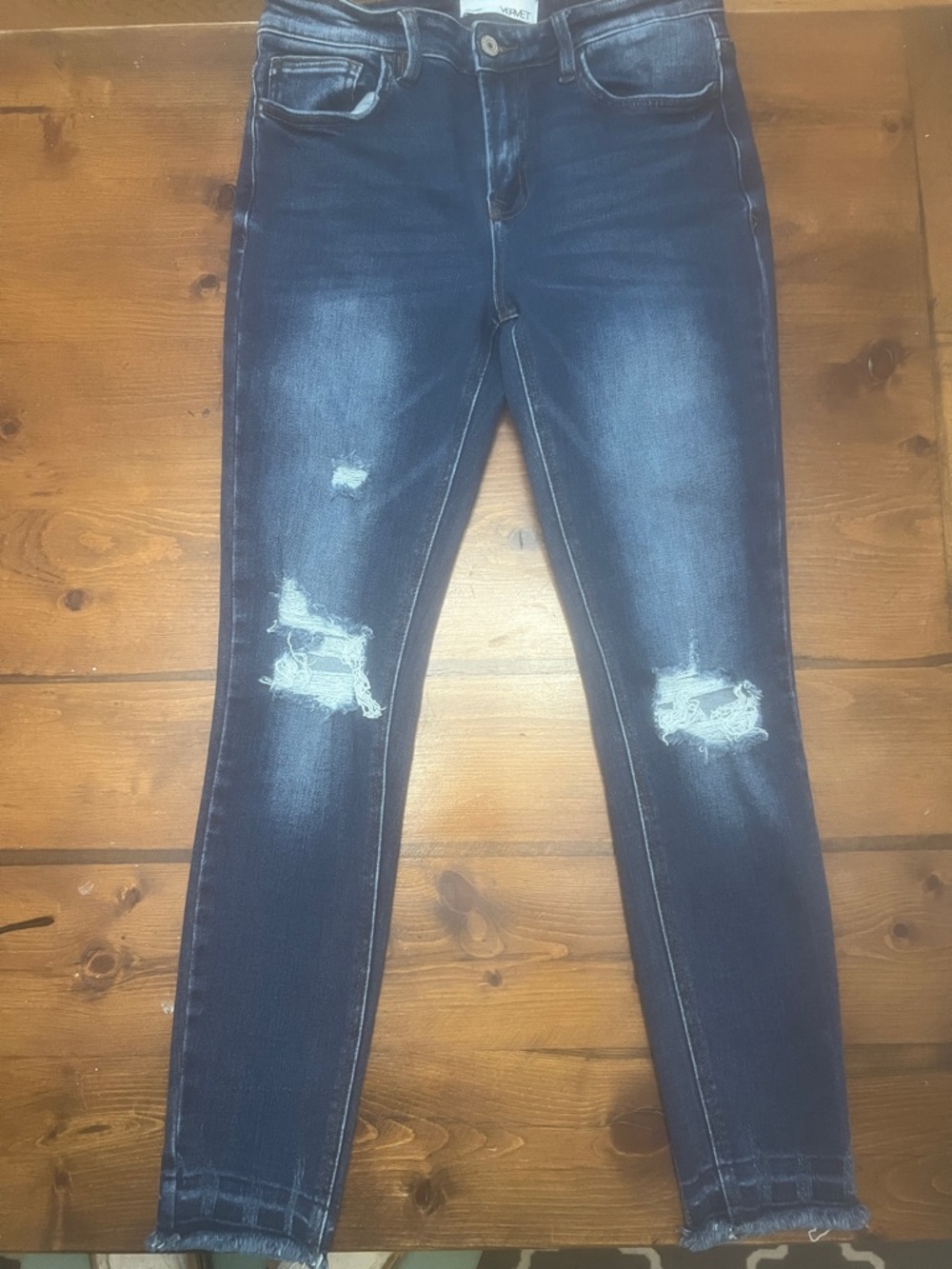 Women's Dark Blue Distressed Skinny Jeans